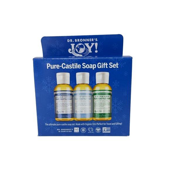 Dr. Bronner’s Pure-Castile Gift Set Three 2 oz Liquid Travel Size Soaps NEW - Picture 3 of 6